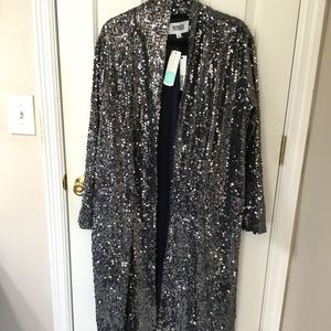 BB Dakota Steve Madden Beautiful Blue Sequin Topper, Size Large, NWT